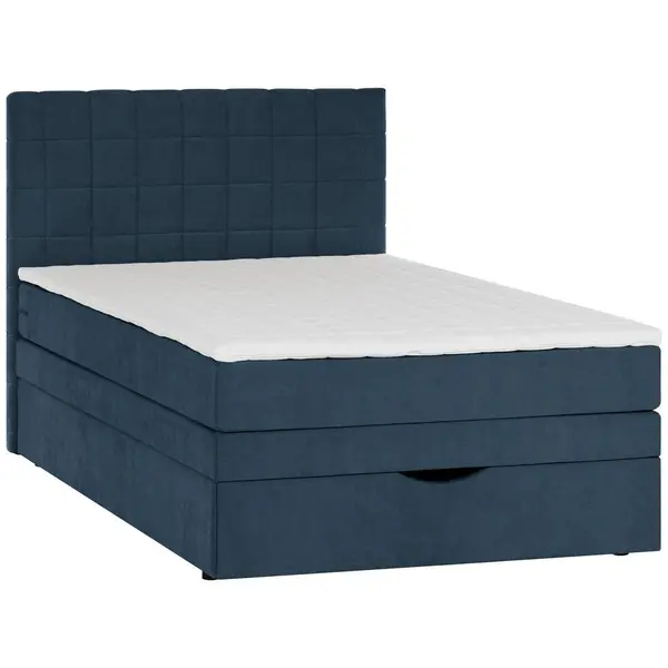 Pat Boxspring, 90/200 cm, albastru închis
