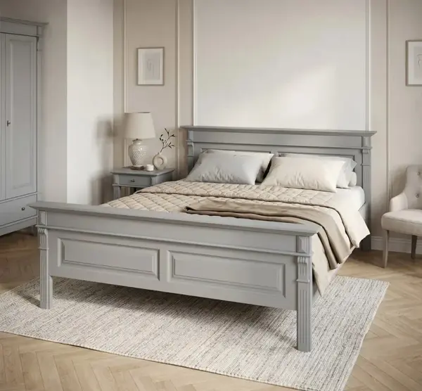 Pat cu ornamente 140x200cm, Colectia Directoire cu finisaj Slate Grey
