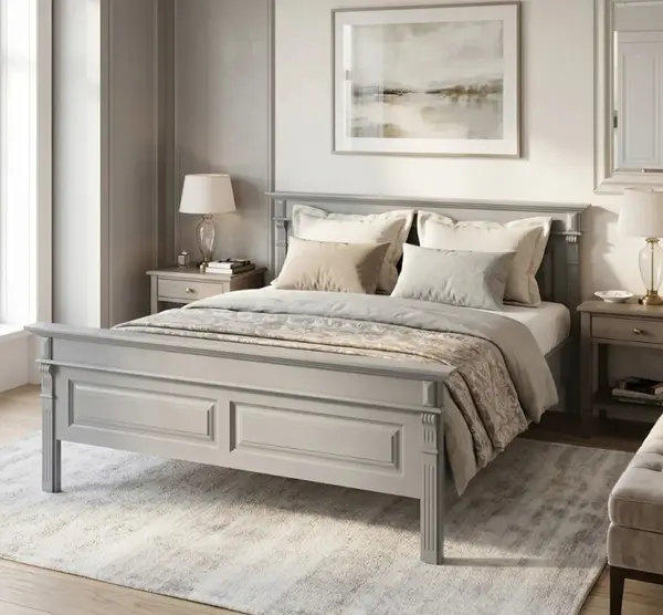 Pat cu ornamente 160x200cm, Colectia Directoire cu finisaj Slate Grey