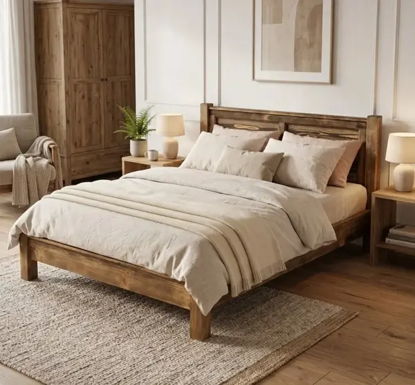 Pat cu tablie 160x200cm cu finisaj Chestnut Brown