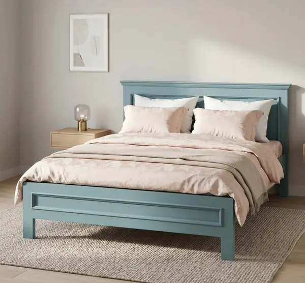 Pat cu tablie 160x200cm cu finisaj Dusty Blue