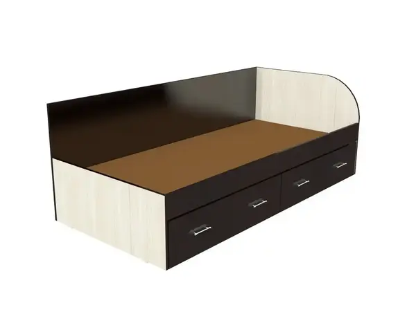 Pat de colt din PAL cu peretar si sertare - Ideal pentru camere mici