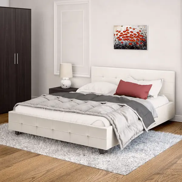 Pat dublu Roi PU cu spatiu de depozitare, 160x200 cm