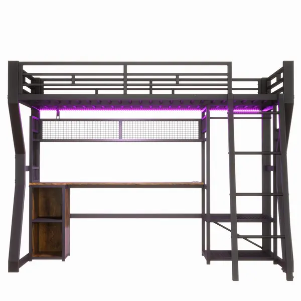 Pat loft pentru saltea 90×200 cm, Negru | Aosom Romania