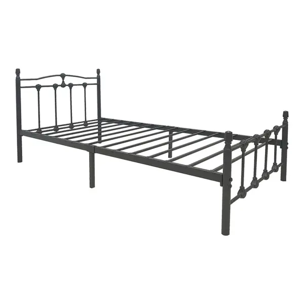 Pat metalic cu functie Wotso, metal, Negru, 90x190 cm