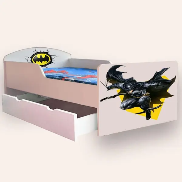 Pat pentru copii Batman cu sertar, 2-8 ani, 140x70 cm