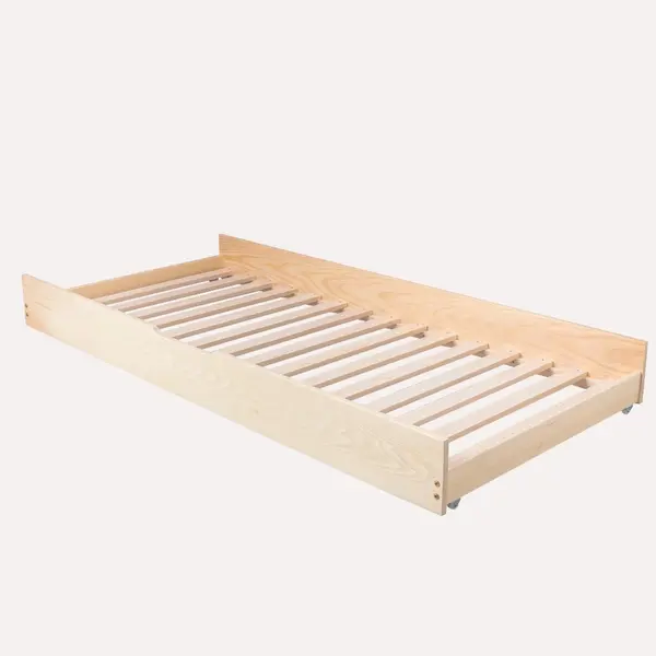 Pat pentru copii casuta montessori, Little Amy, Mossy, balustrade cu bare plate, Natur, 80x160 cm