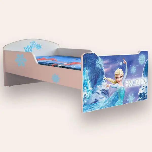 Pat pentru copii Frozen cu saltea, 2-8 ani, 140x70 cm