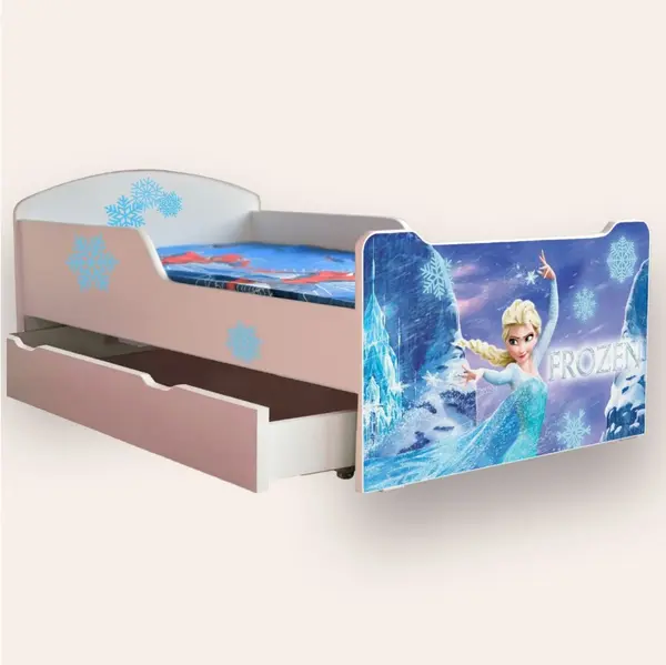 Pat pentru copii Frozen cu sertar, 2-8 ani, 140x70 cm