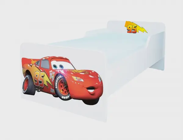 Pat pentru copii Fulger Mcqueen cu saltea, 2-12 ani, 160x80 cm