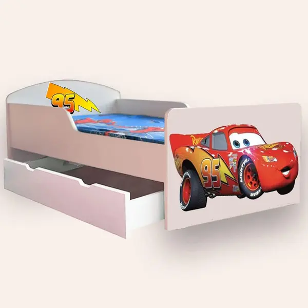 Pat pentru copii Fulger Mcqueen cu sertar, 2-12 ani, 160x80 cm