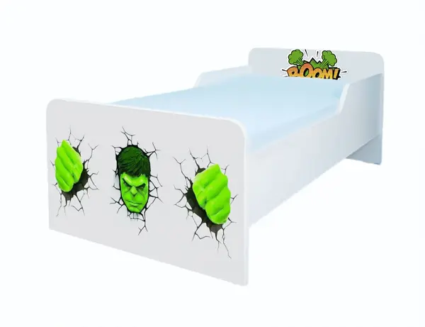 Pat pentru copii Hulk, 2-12 ani, 160x80 cm