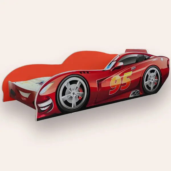 Pat pentru copii masina Fulger McQueen Rosu, 2-12 ani, 160x80 cm