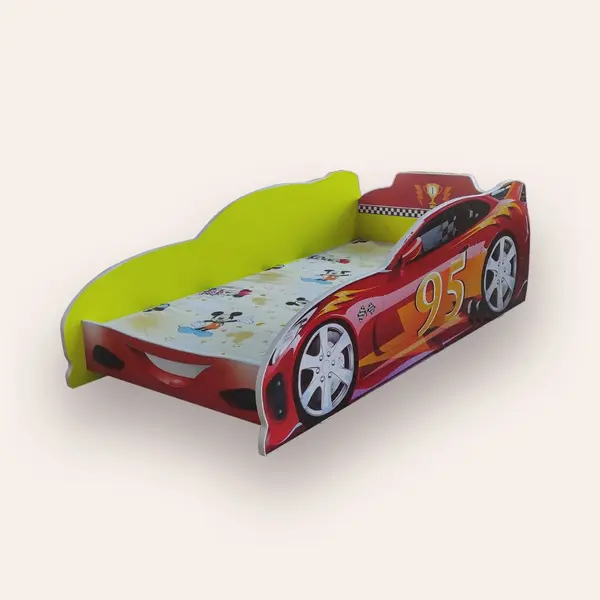 Pat pentru copii masina Turbo Speed 95 Galben, 2-8 ani, 140x70 cm