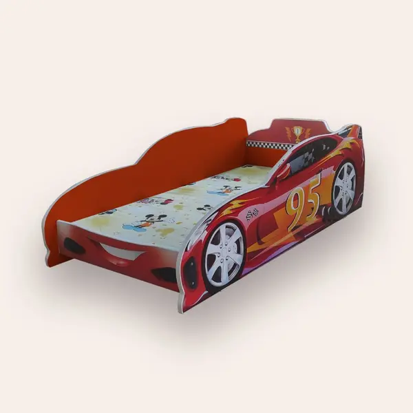 Pat pentru copii masina Turbo Speed 95 Rosu, 2-12 ani, 160x80 cm