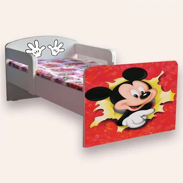 Pat pentru copii Mickey Mouse cu manere, 2-8 ani, 140x70 cm