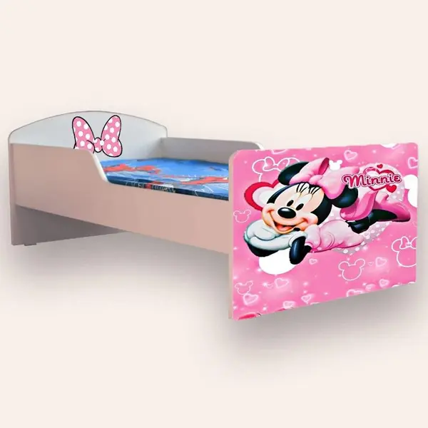 Pat pentru copii Minnie Mouse cu saltea, 2-12 ani, 160x80 cm