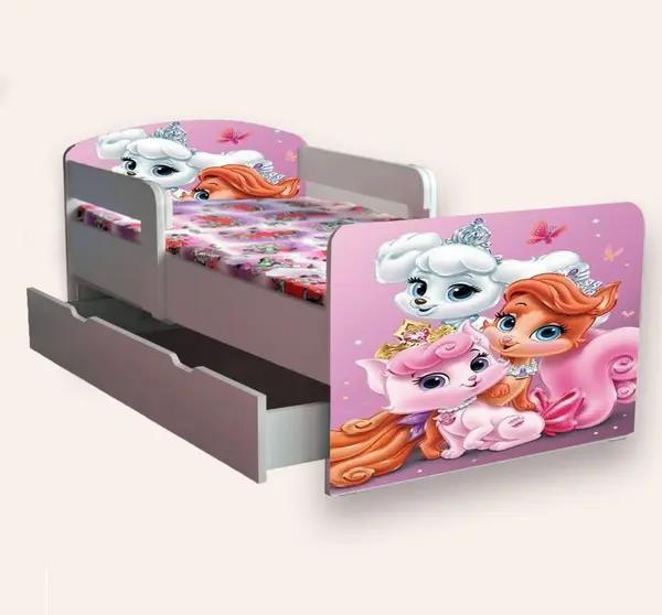 Pat pentru copii Palace Pets cu manere, sertar si saltea, 2-12 ani, 160x80 cm