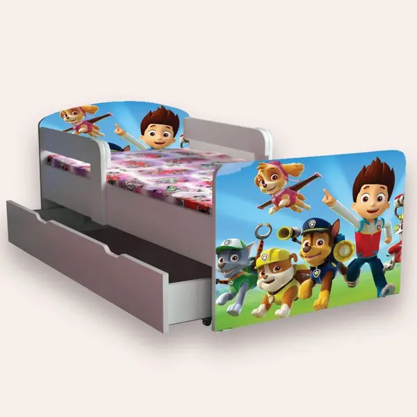 Pat pentru copii Paw Patrol cu sertar, 2-12 ani, 160x80 cm