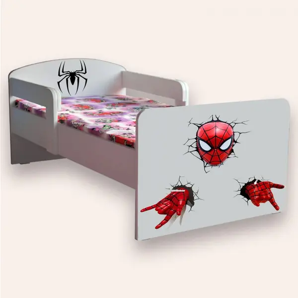 Pat pentru copii Spider Man cu manere, 2-12 ani, 160x80 cm