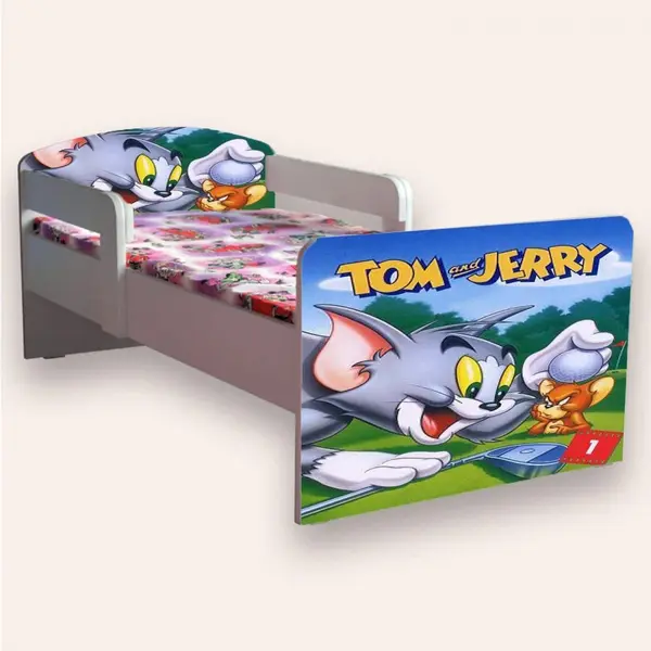 Pat pentru copii Tom si Jerry, cu manere, 2-8 ani, 140x70 cm