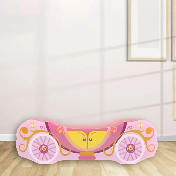 Pat pentru copii Trasura Cenusareasa Roz, 2-12 ani, 160x80cm