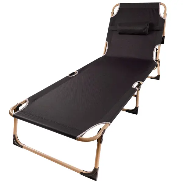 Pat pliabil pentru camping, 193cm, gri