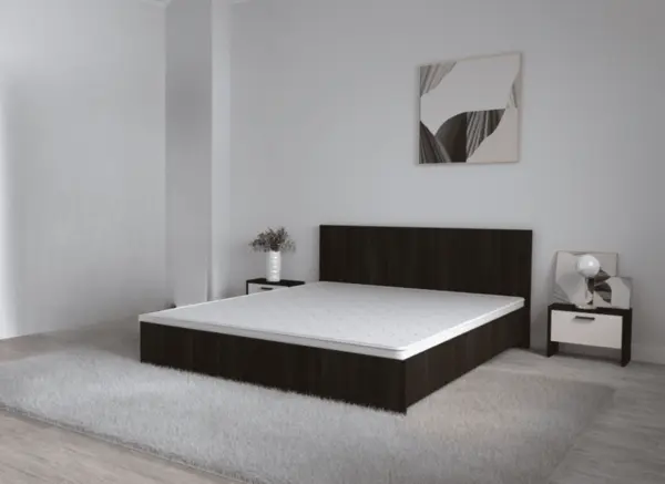 Pat Promo 160x200 cm + Saltea Gold + 2 Noptiere, Lemn negru