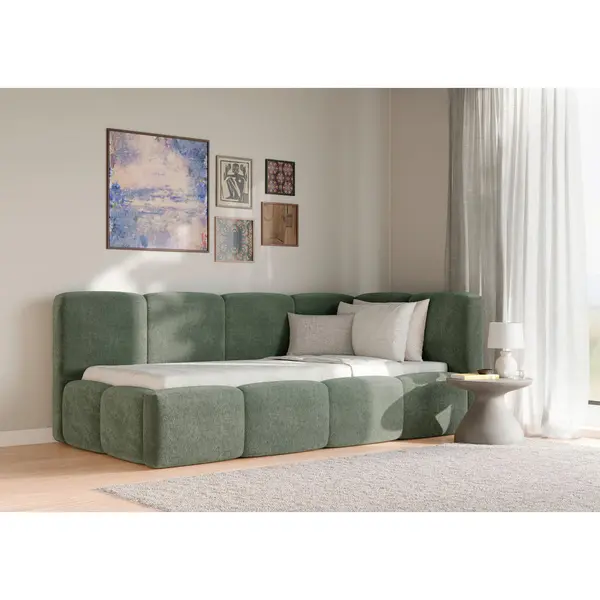 Pat Tapițat, 90/200 cm, verde