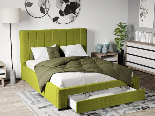 Pat Tapitat cu Sertar Verde Lime - Falcone 22 160x200