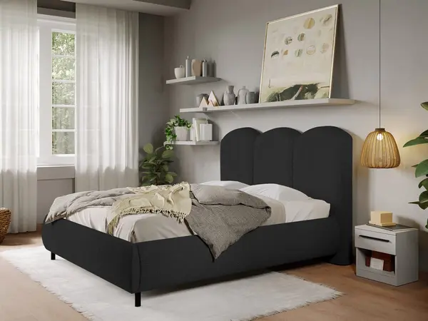 Pat Tapitat cu somiera fixa - Blanita Neagra - Nero 140x200