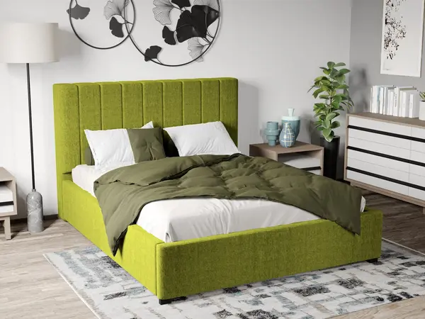 Pat Tapitat cu Somiera Fixa Verde Lime - Falcone 22 160x200