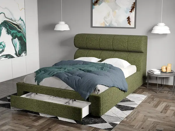 Pat Tapitat Galardo cu sertar Verde - Coral 25 160x200