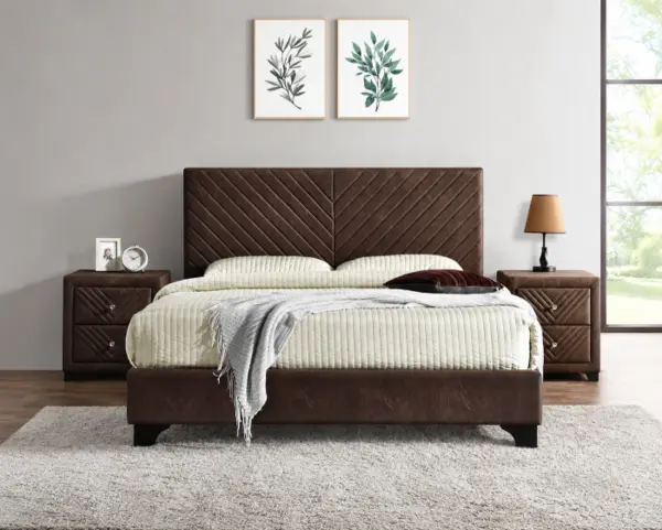 Pat Tapitat Kring Suport Saltea Inclus culoare Maro 160x200 cm