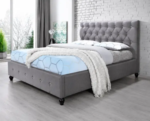 Pat tapitat Miami suport saltea inclus Gri 160x200 cm
