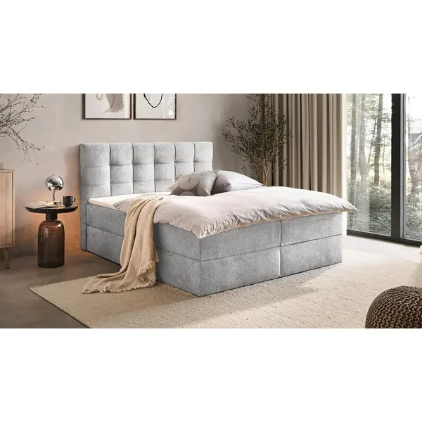 Pat Tip Boxspring, 140/200 cm, gri deschis