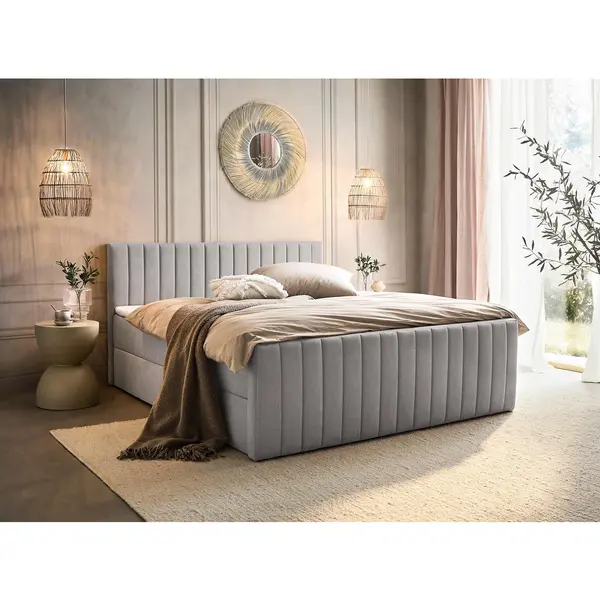 Pat Tip Boxspring, 140/200 cm, gri deschis