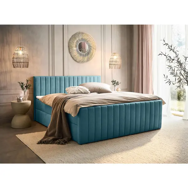 Pat Tip Boxspring, 160/200 cm, albastru deschis