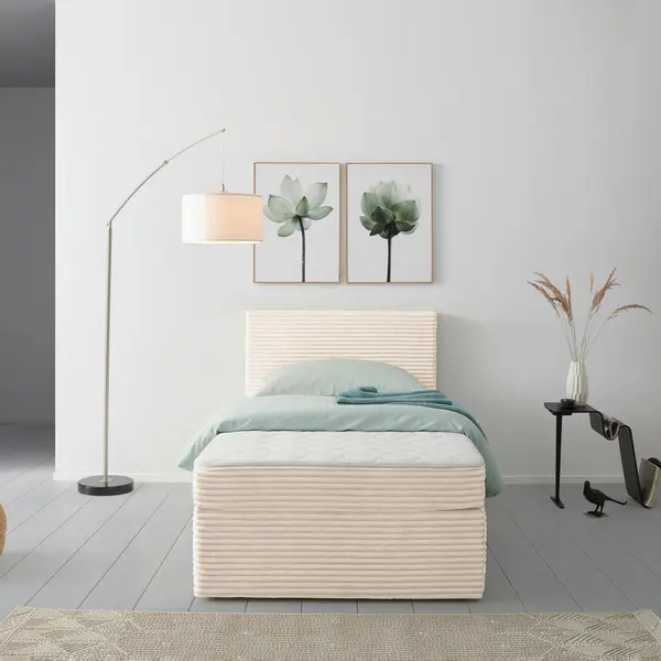 Pat Tip Boxspring Fără Arcuri, 100/200 cm, bej