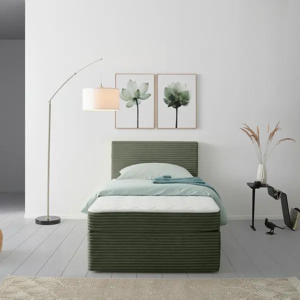 Pat Tip Boxspring Fără Arcuri, 100/200 cm, verde