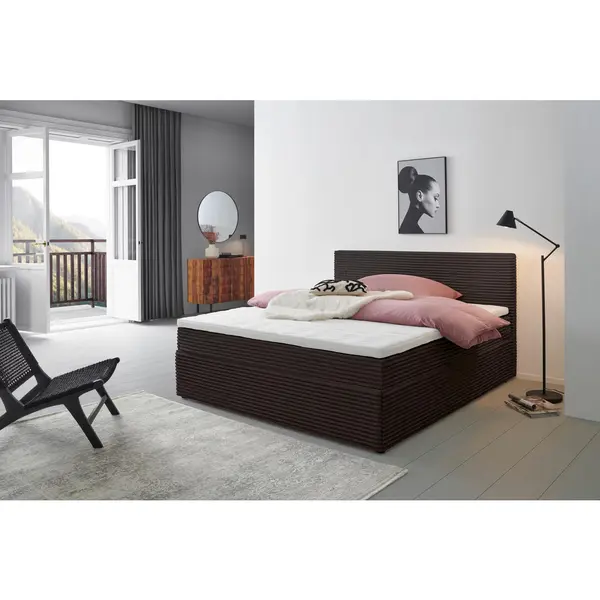 Pat Tip Boxspring Fără Arcuri, 160/200 cm, maro