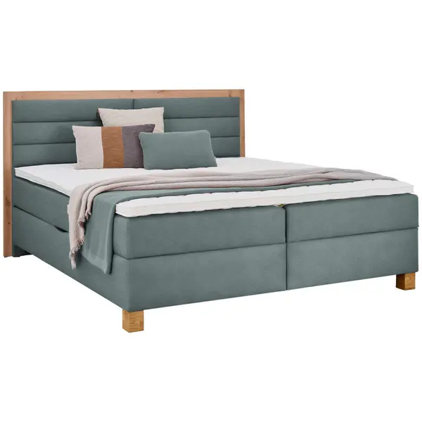 Pat Tip Boxspring Fără Arcuri, 180/200 cm, albastru deschis, stejar Artisan
