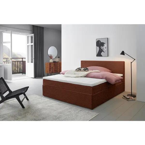 Pat Tip Boxspring Fără Arcuri, 180/200 cm, ruginiu