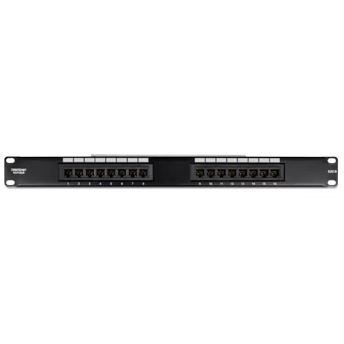 Patch Panel 16 porturi RJ45 UTP Cat6, 250 MHz, TRENDnet TC-P16C6
