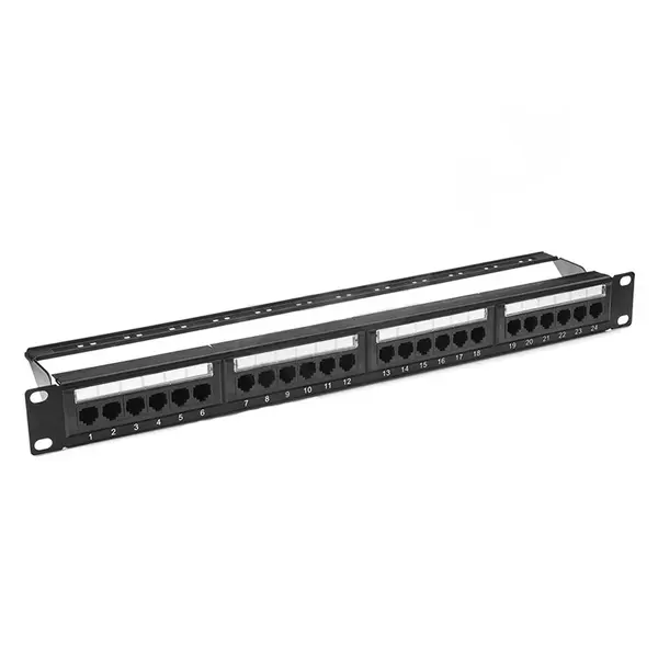 Patch panel 19", 24 porturi Cat6, 1U, organizator cabluri, Safer PATCHPANEL-C6-24P