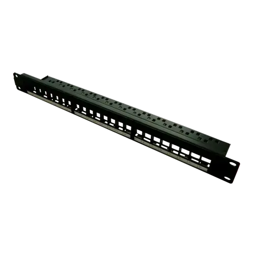 Patch panel 24 porturi, 1U, neechipat, suport de cabluri integrat, black - EMTEX