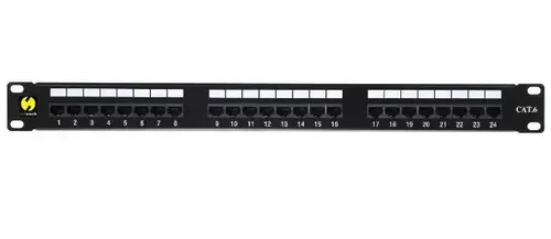 Patch Panel Netrack 104-08, CAT.6, 24 Porturi (Negru)