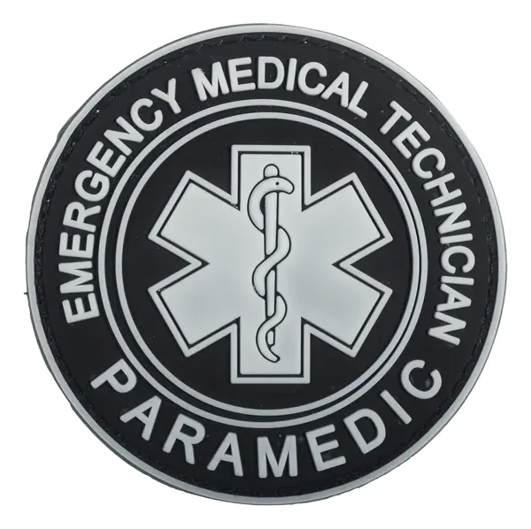 Patch velcro 3D Paramedic EMT - ALB-NEGRU