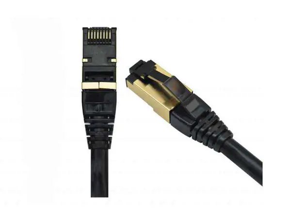 Patchcord F/UTP Cat 8, 1m, manta LSZH, conectori RJ45-RJ45, PVC, negru, EMTEX FFTP-8-1-BK-LSZH-EMT