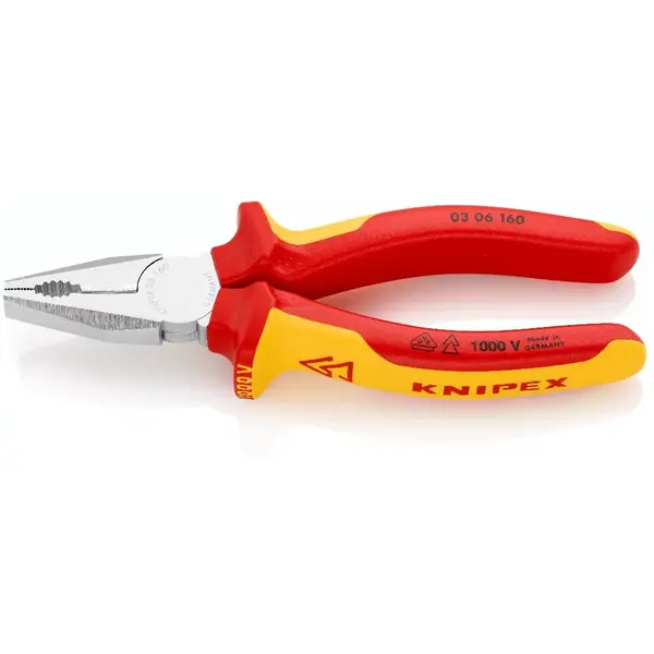 Patent combinat izolat 1000V, cu manere multicomponent, testate VDE cromat 160 mm Knipex 03 06 160